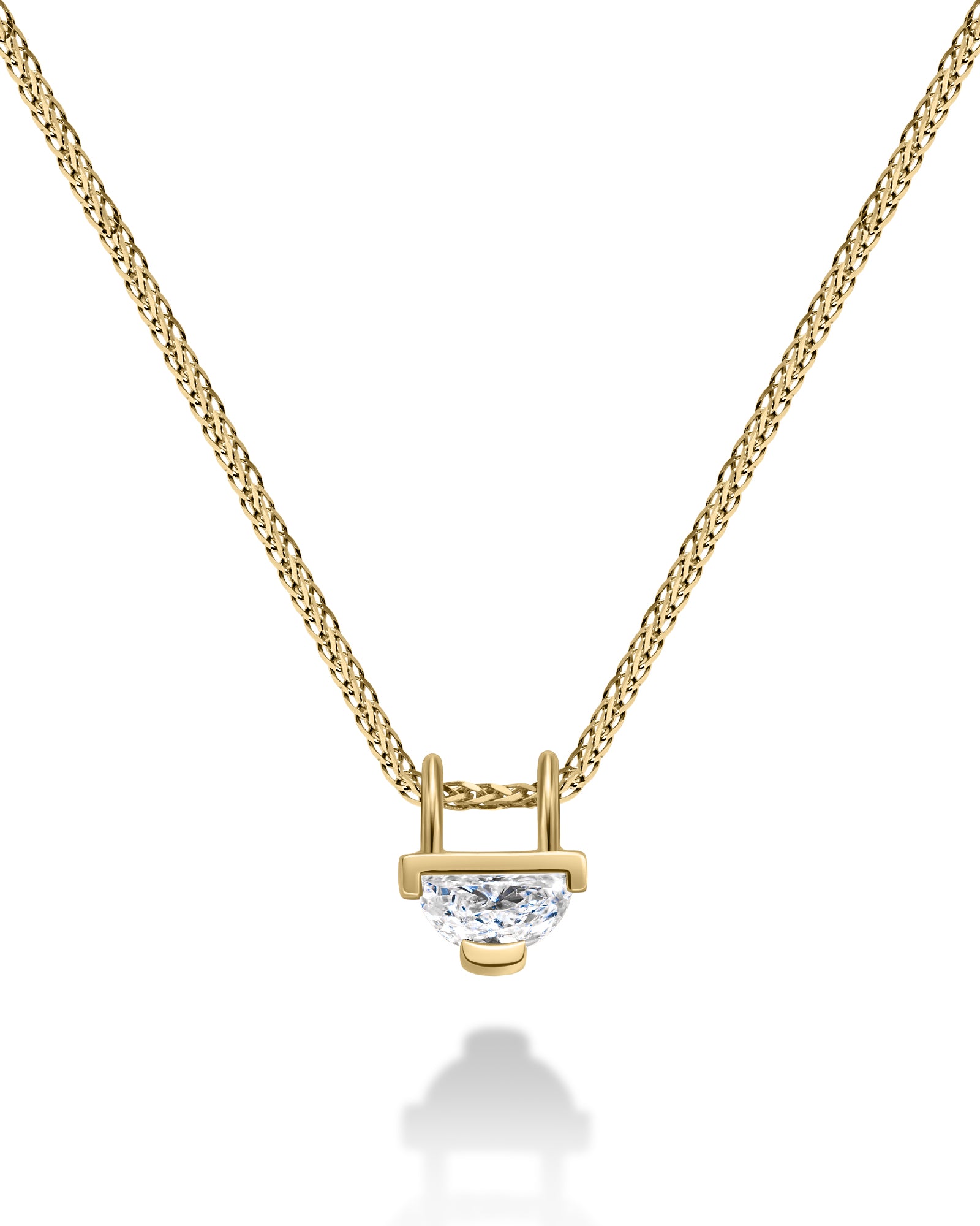 Half Moon Necklace White Diamond – SHUNA STUDIO - Main Image