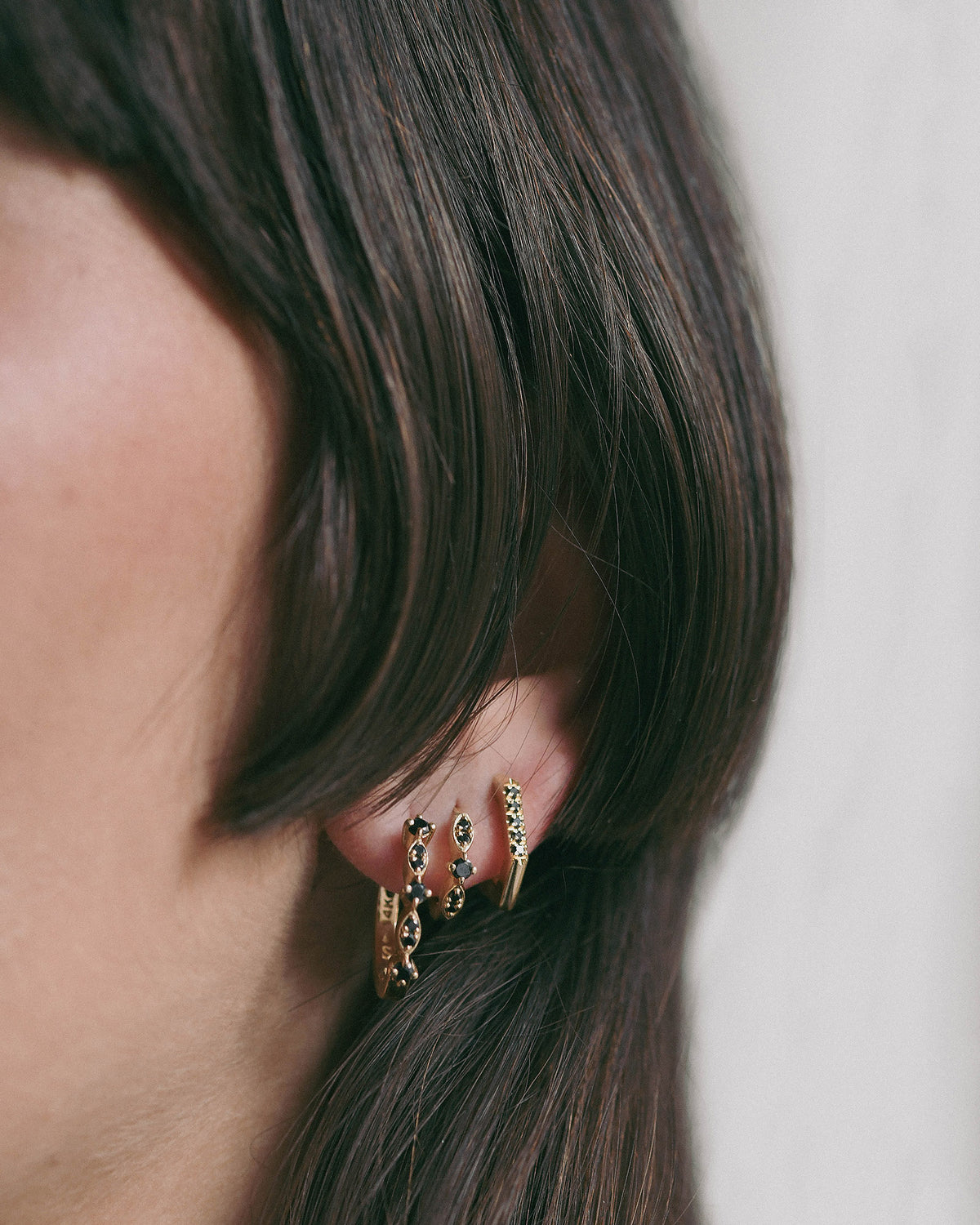 Eve Black Diamonds Hoop Earrings