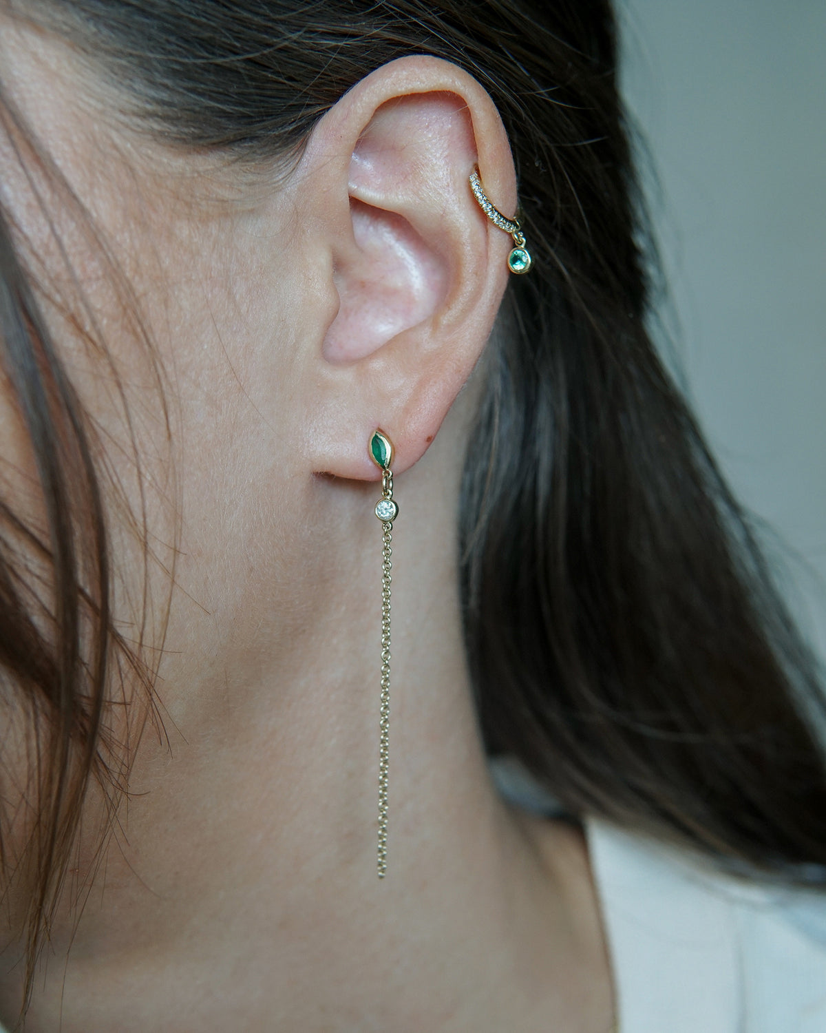 Rainbow Emerald & diamond Earrings