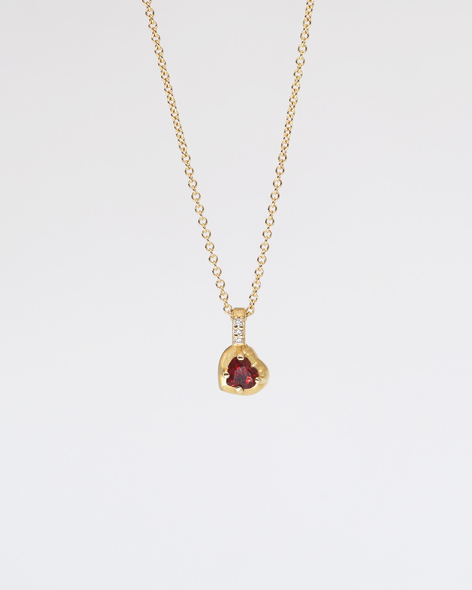 Garnet Heart Necklace & White Diamonds