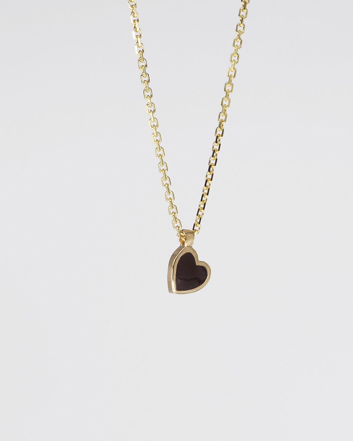 Enamel black Heart Necklace - Small