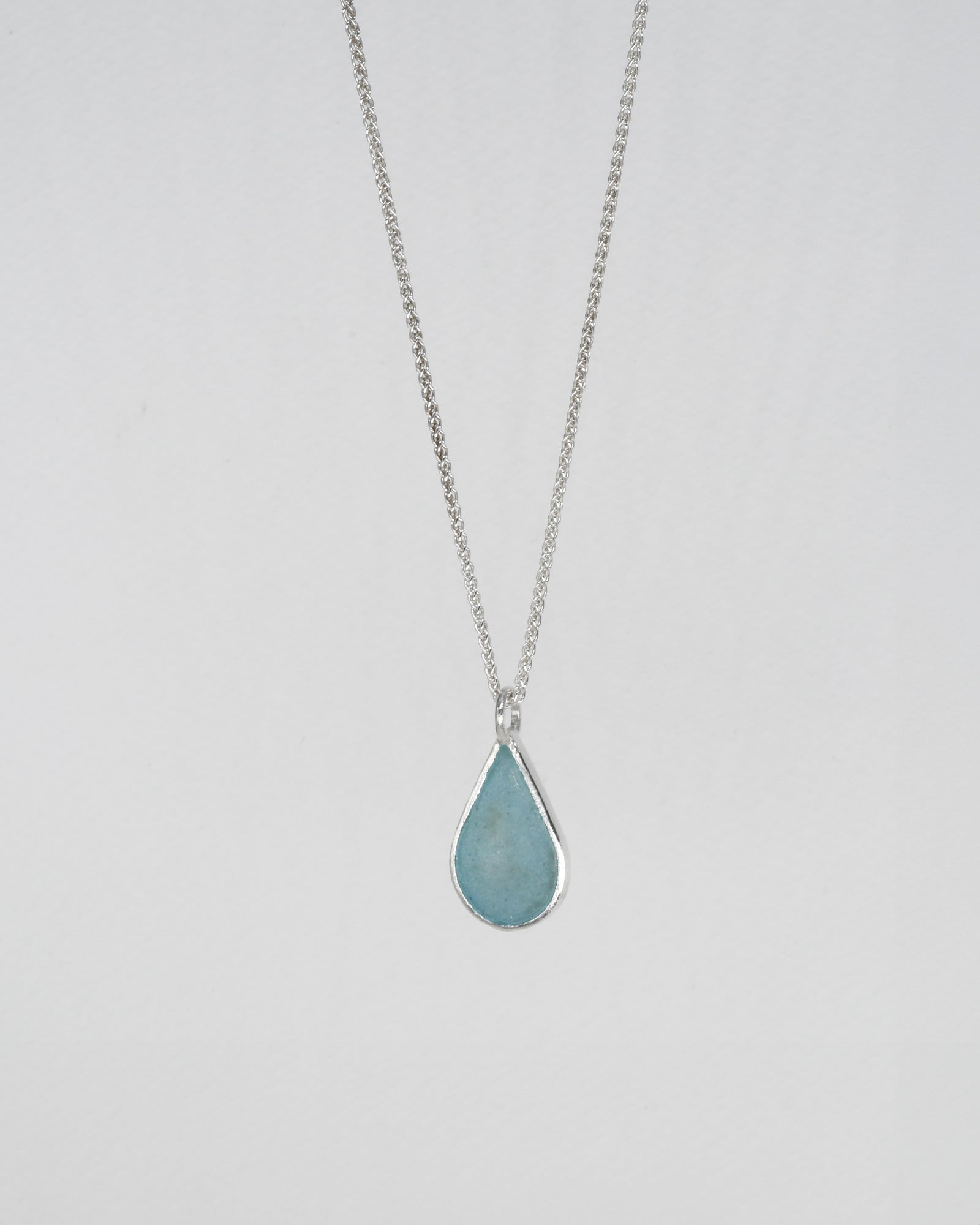 Enamel Drop Silver Necklace - Large
