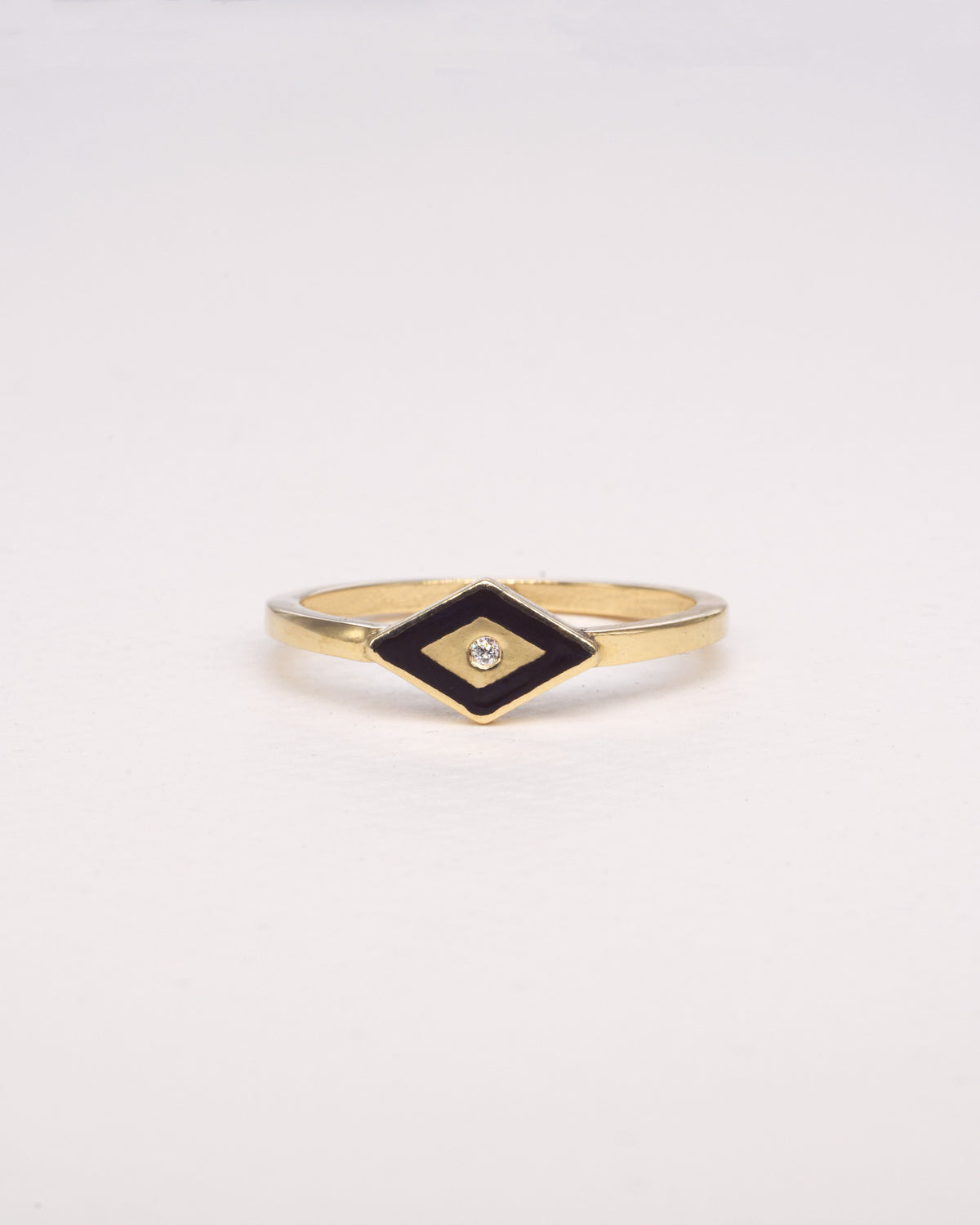 טבעת מעוין - אמאיל כחול כהה