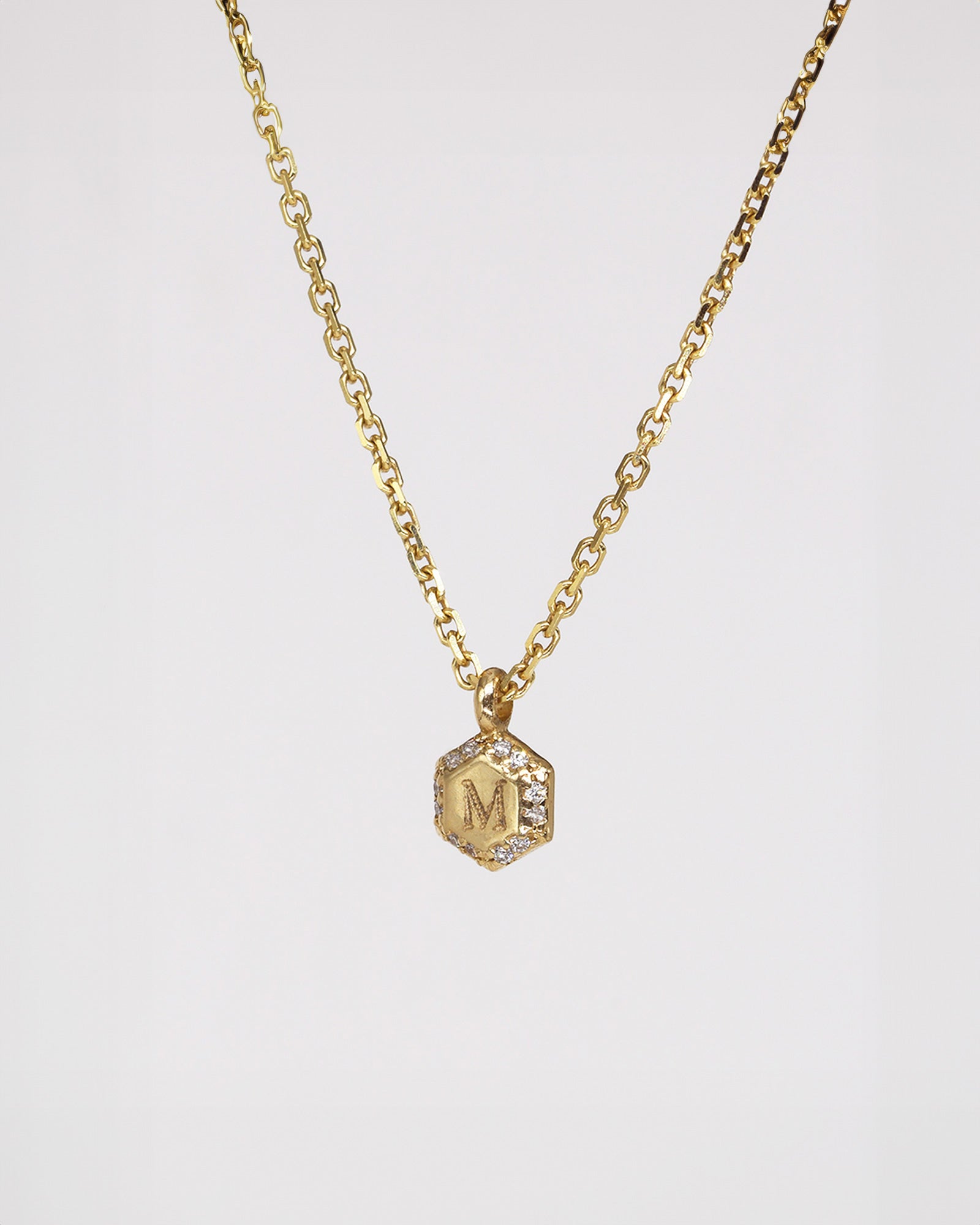 Hexagon & Diamonds Letter Necklace