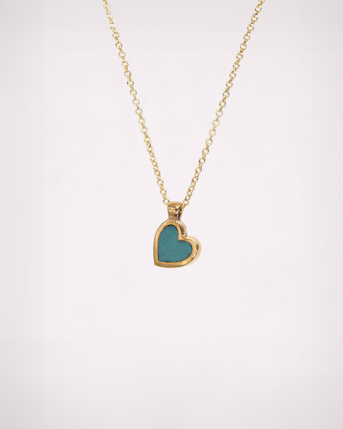 Enamel turquoise Heart Necklace - Small