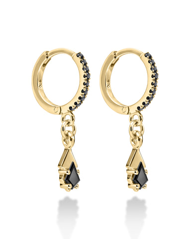 Gamma black diamond hoop earrings