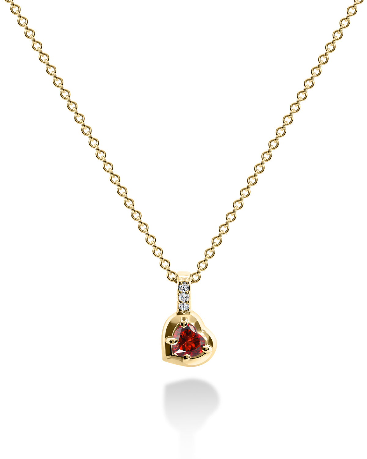 Garnet Heart Necklace & White Diamonds