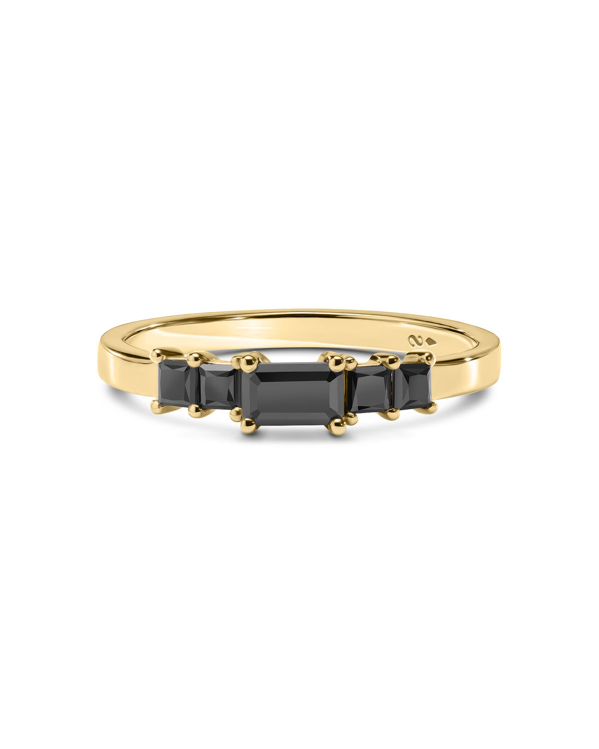 gold ring with black diamonds