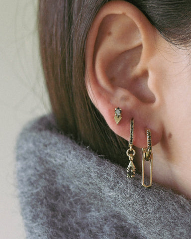 Gamma black diamond hoop earrings