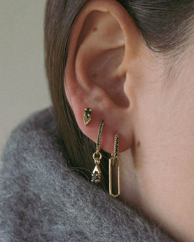 Gamma black diamond hoop earrings