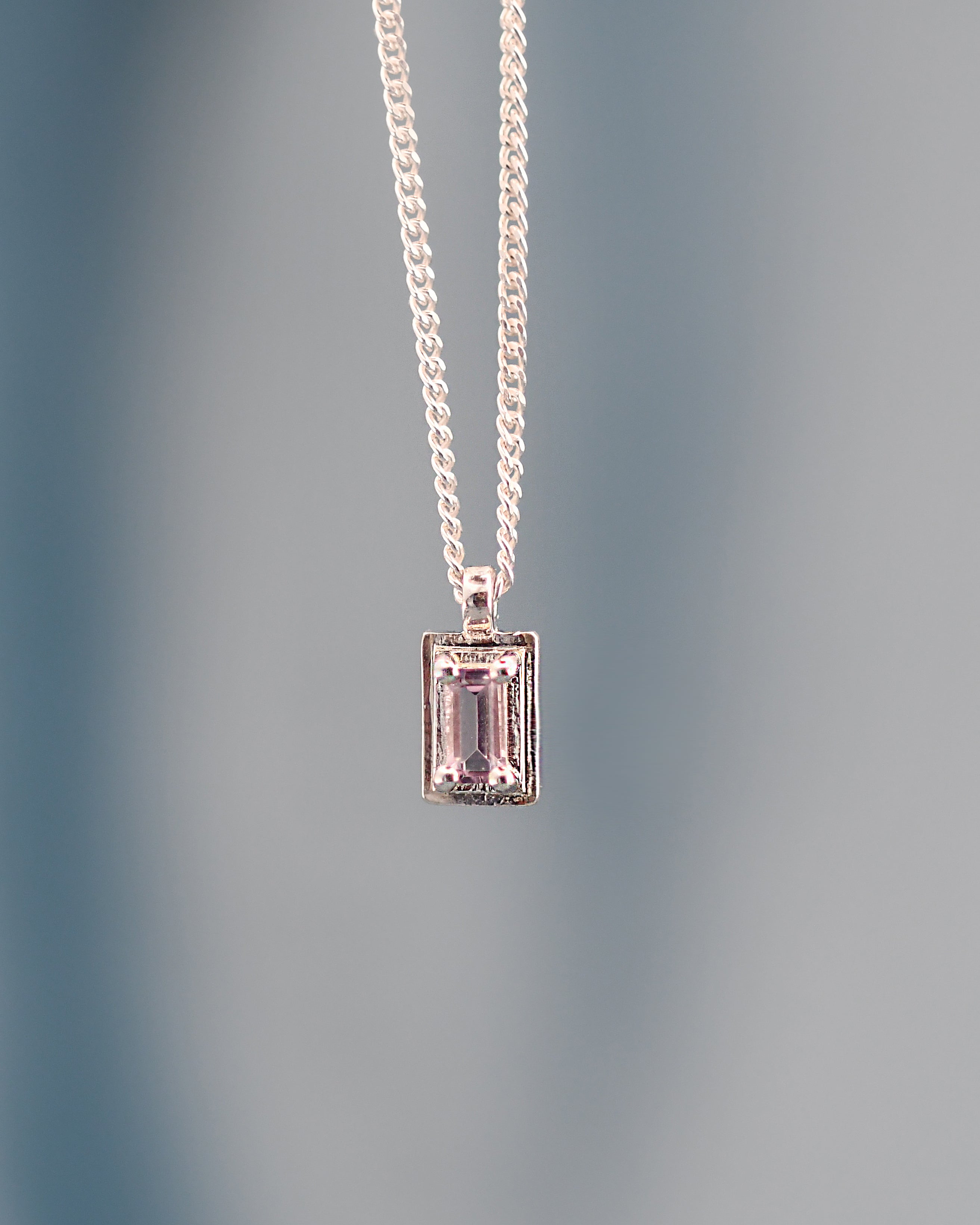 SILVER Necklace with pink gemstone pendants