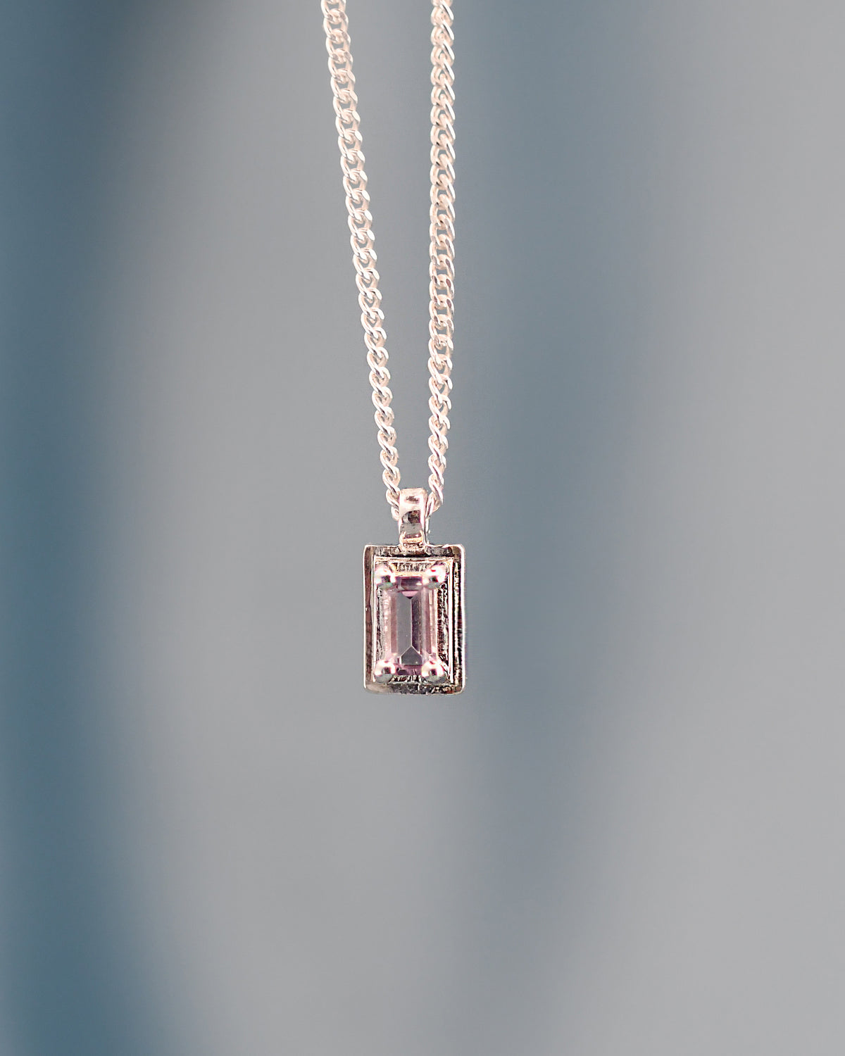 SILVER Necklace with pink gemstone pendants