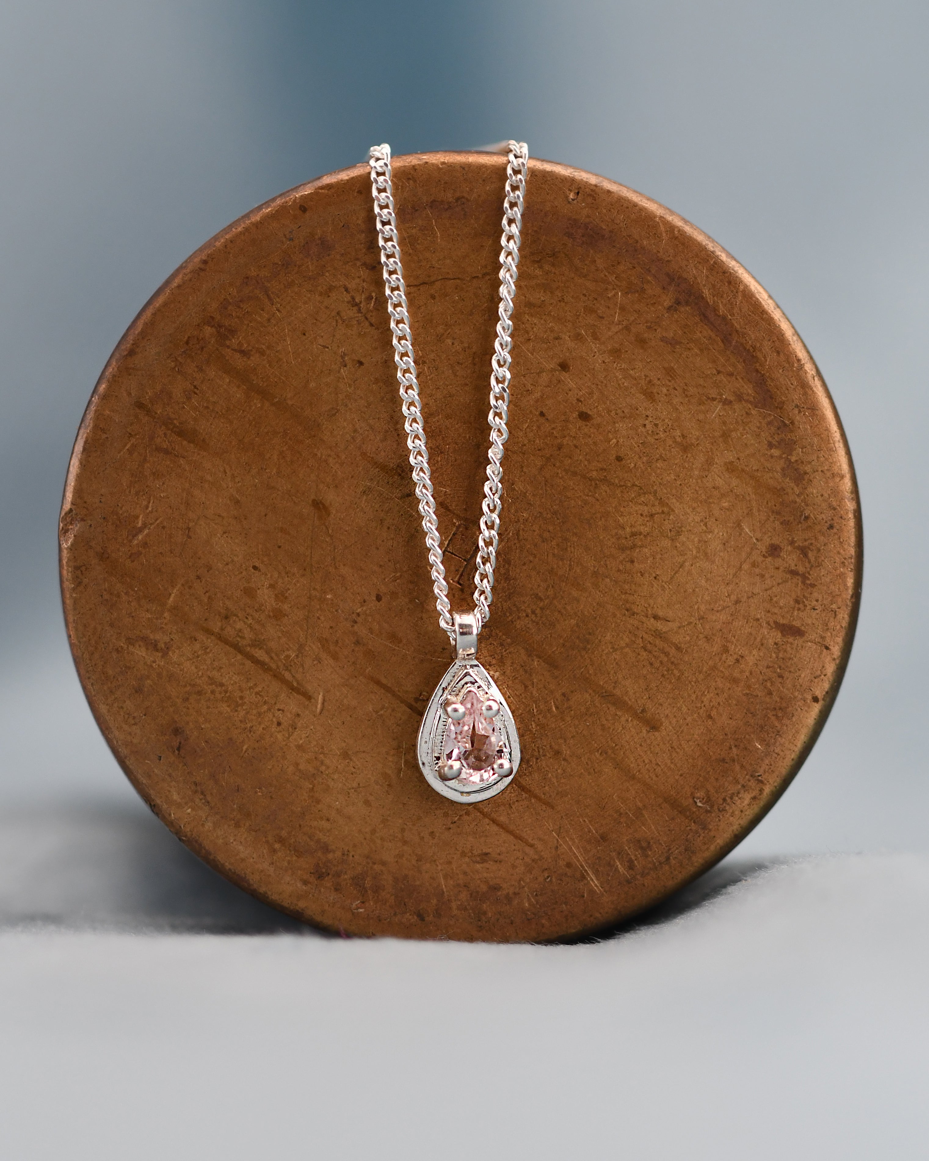SILVER Necklace with pink gemstone