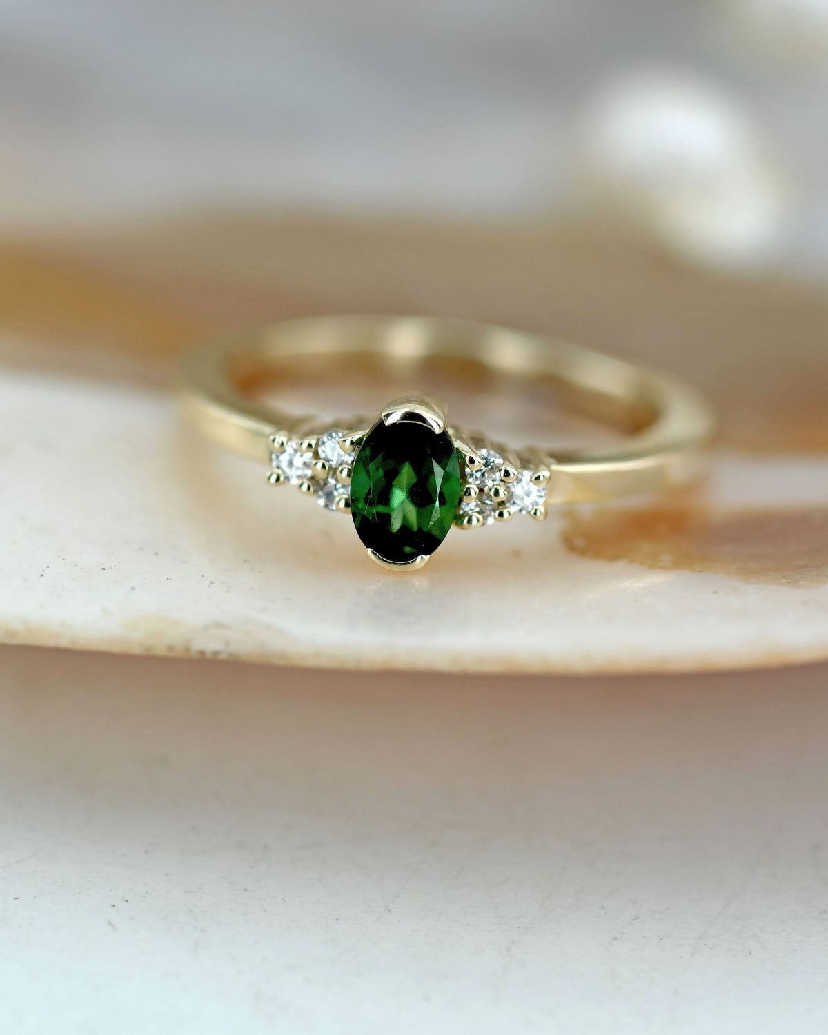 Sofia dark green tourmaline ring