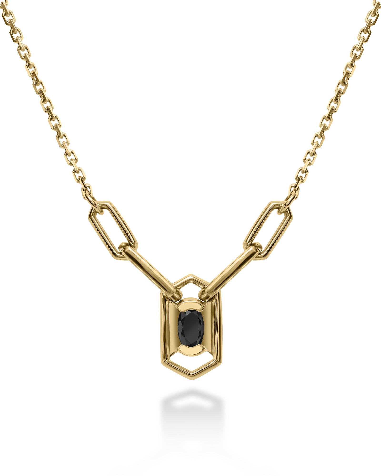Gold necklace with a black diamond pendant 