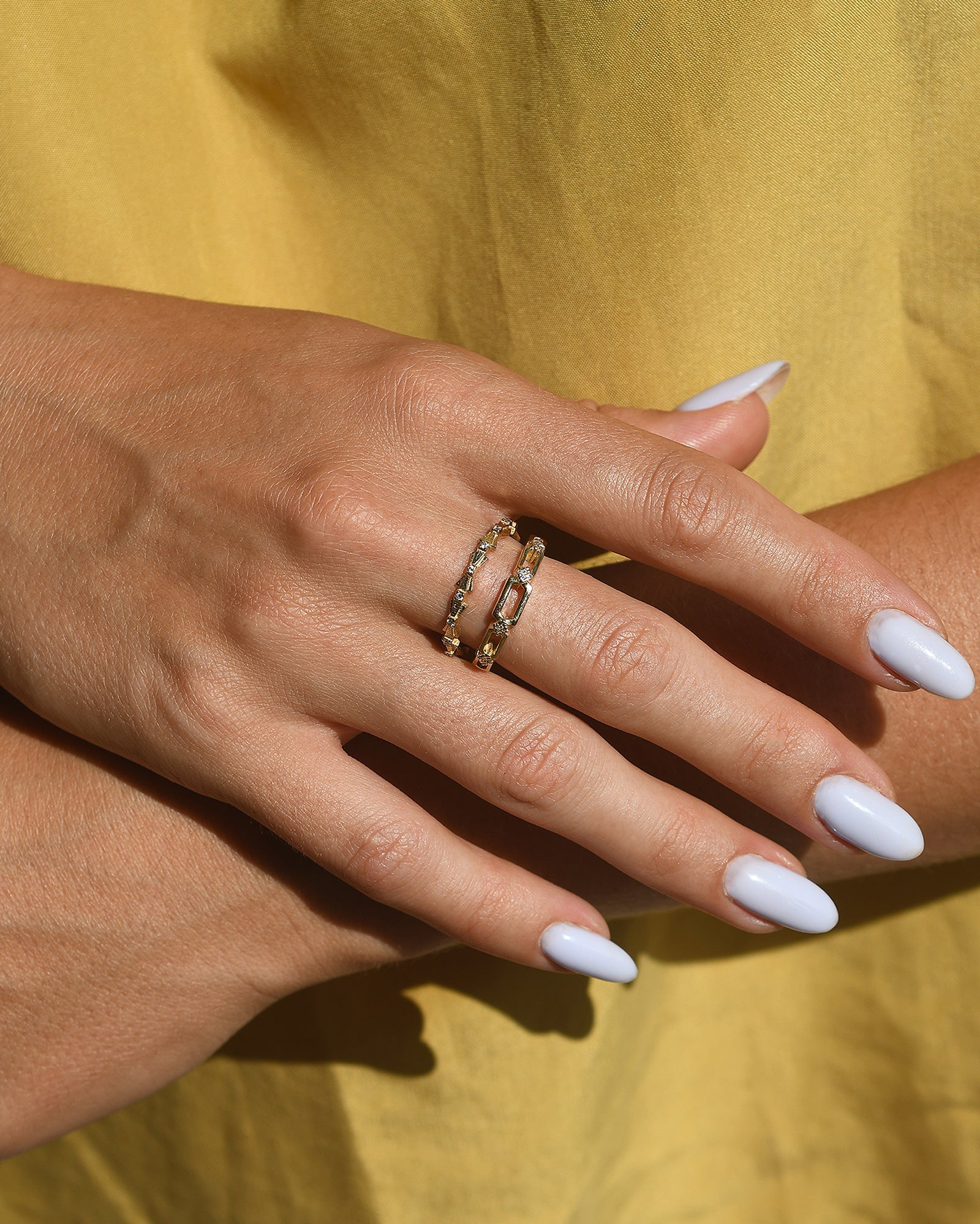 gold rings on hand