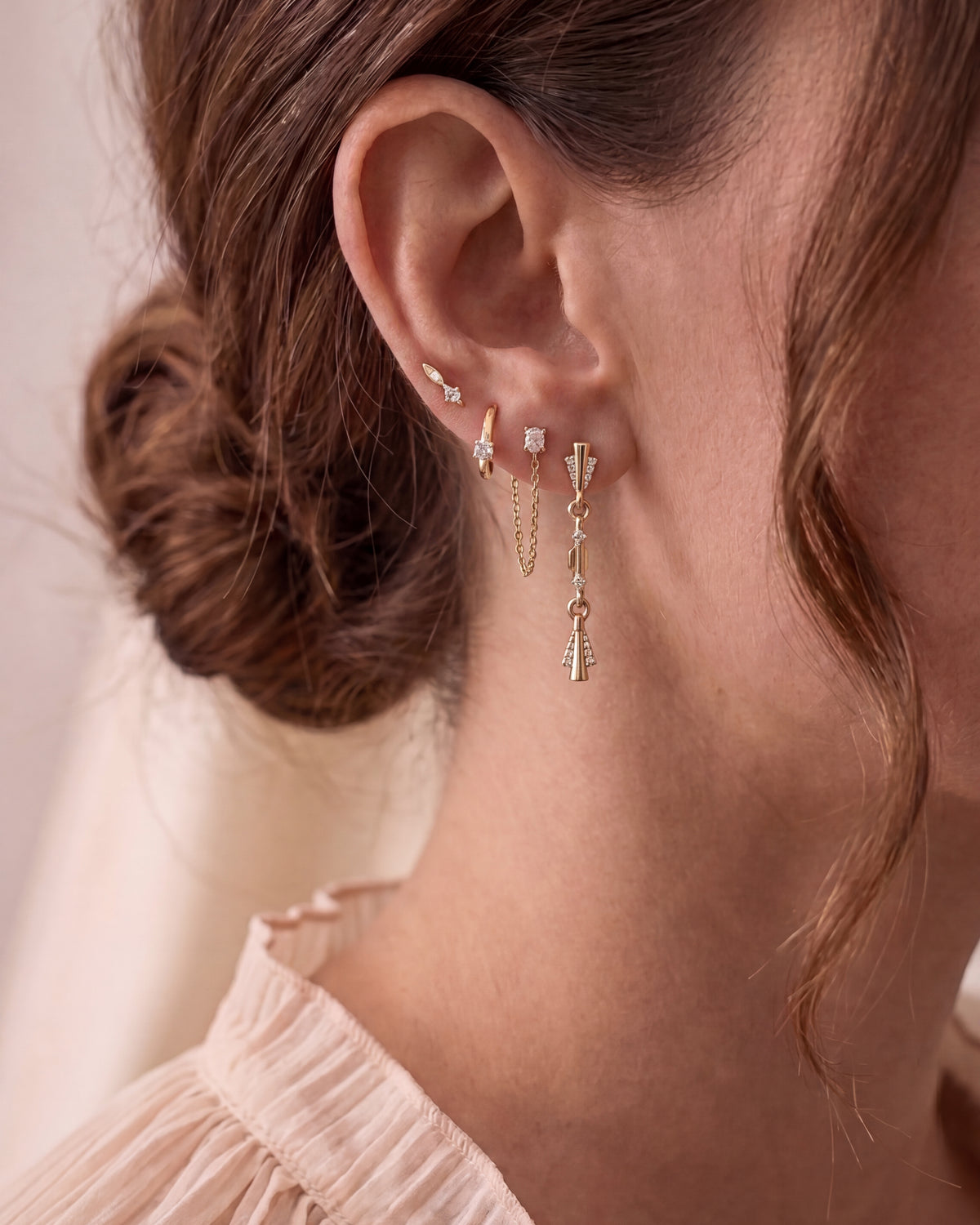 Olive with chain Earrings