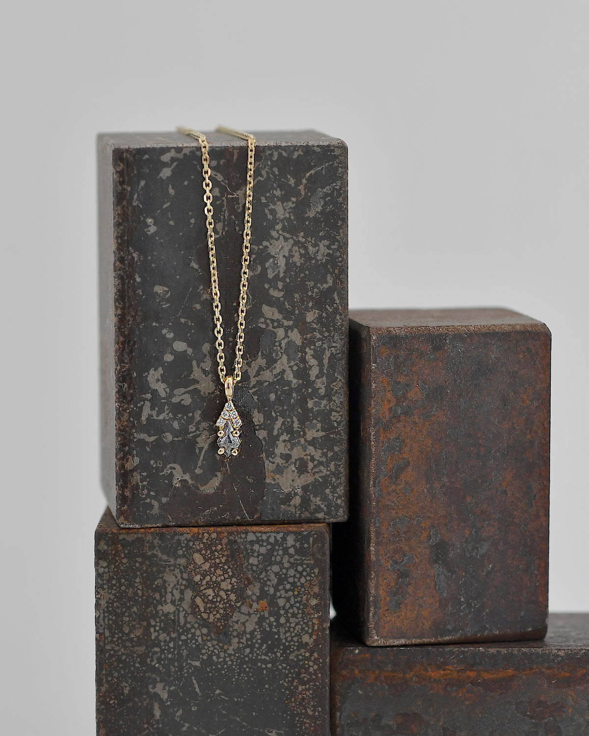 Gamma Necklace - Gray & White Diamonds