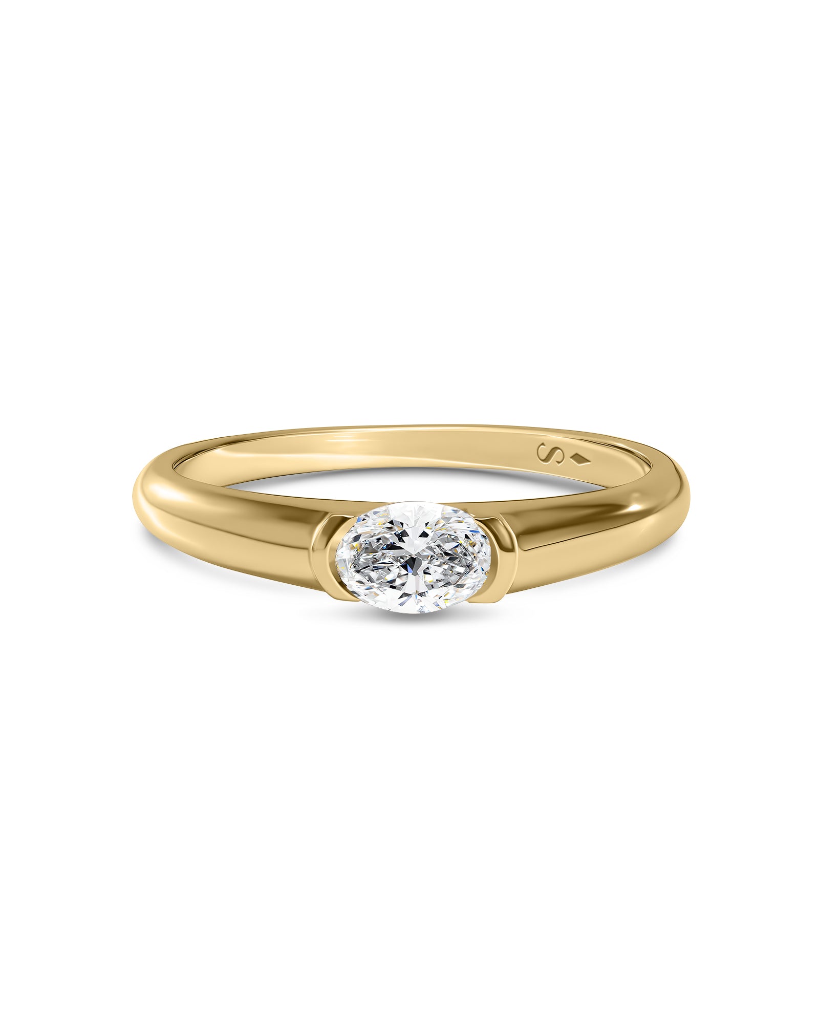 14k gold ring with center clear radiant diamond