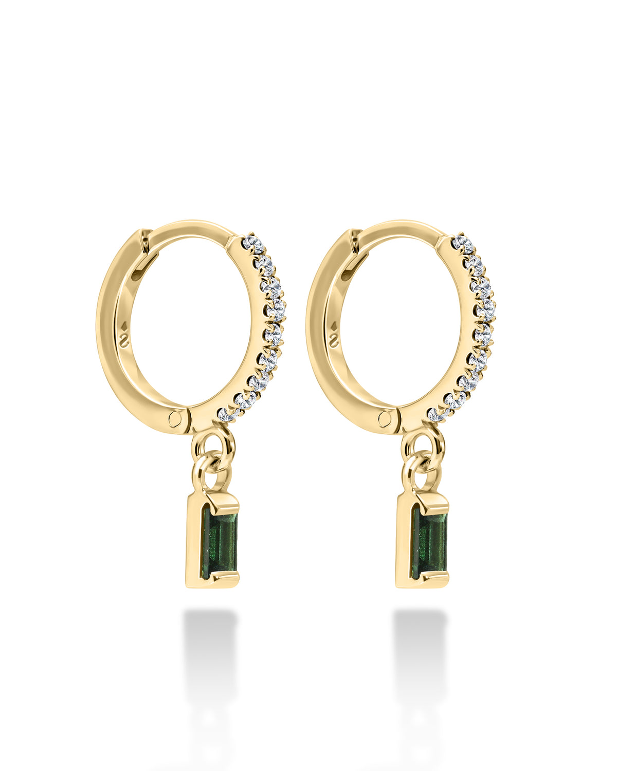 Ray Earrings - Green Tourmaline/blue sapphire Baguette