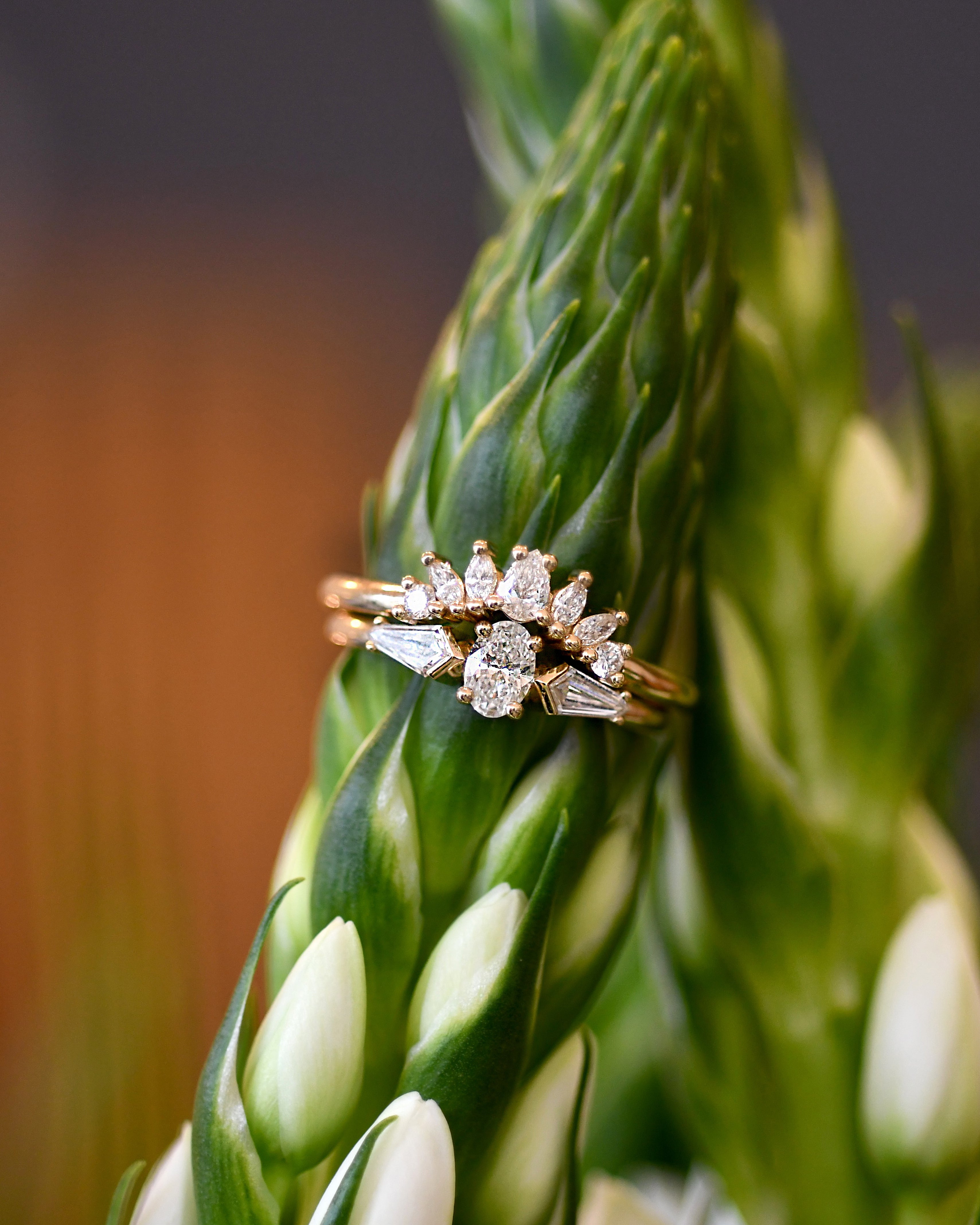 two white diamonds rings  