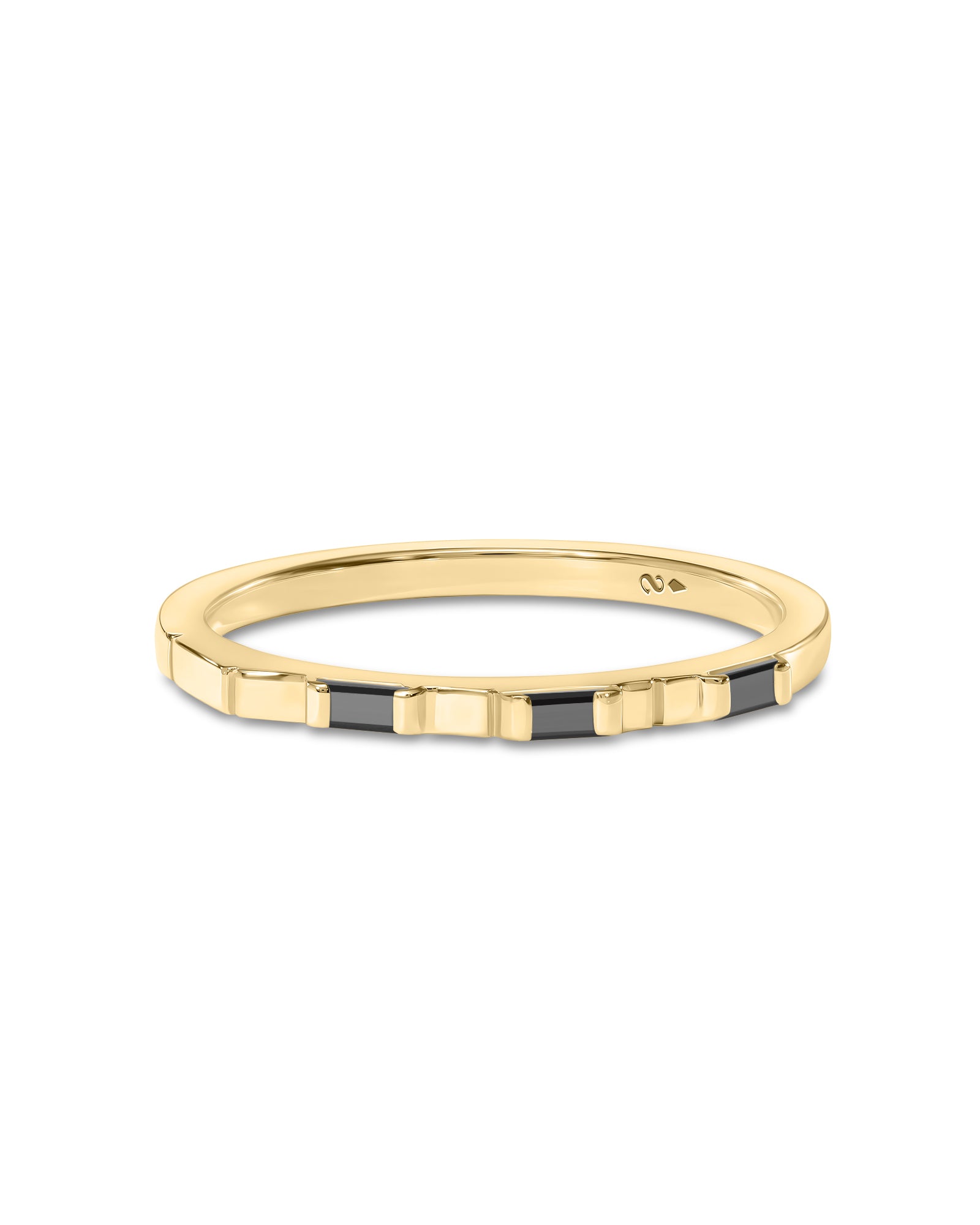 Gold ring with black diamonds