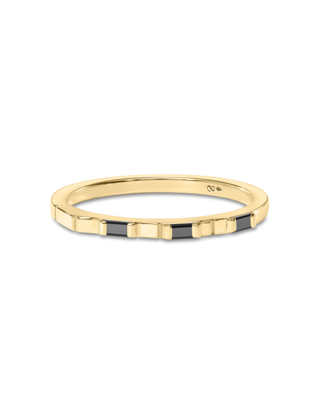 Gold ring with black diamonds